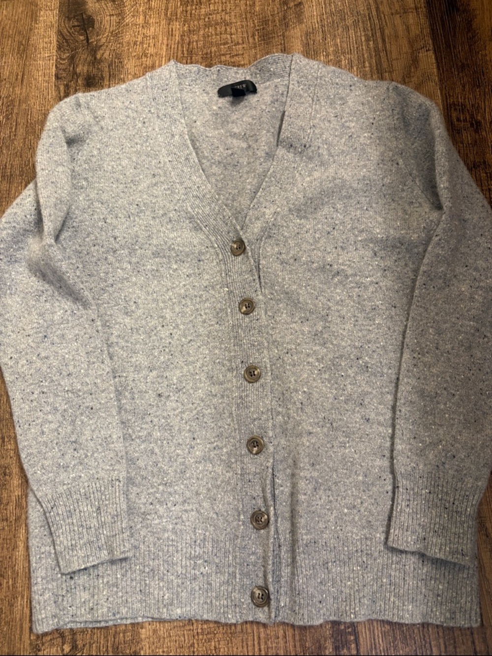 J.Crew 100% Merino Wool Speckled Gray Heather Knit Grandpa Sweater Cardigan